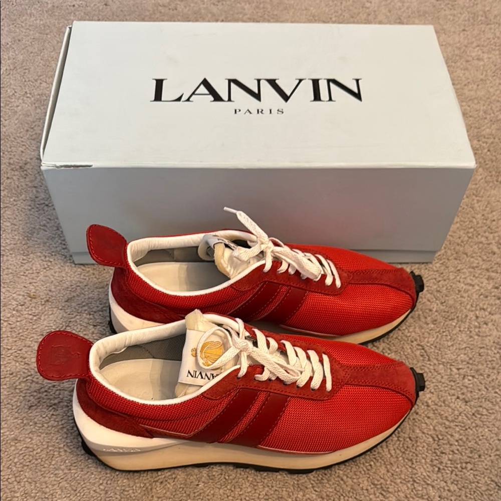 Lanvin Red and White Athletic Shoes